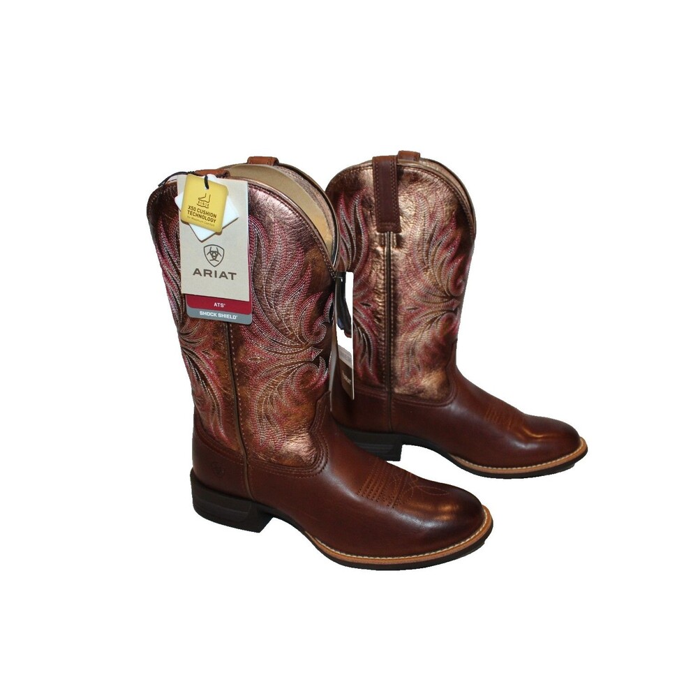 Ariat Women's Sena Ranahan Leather Western Boots Sienna Brown /Rusty Red SZ 10 M